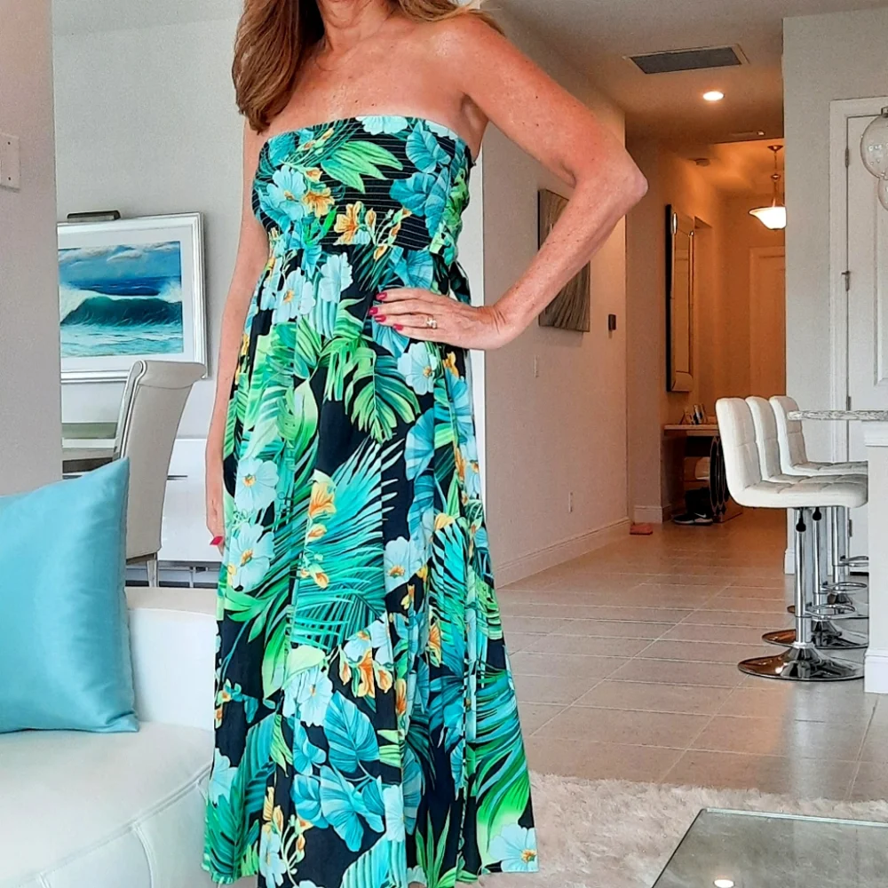 NWOT Boston Proper Floral Strapless Midi Dress - Picture 1 of 15